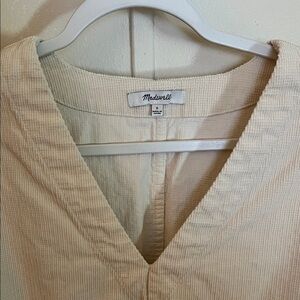 Madewell Cream V-Neck Corduroy Blouse